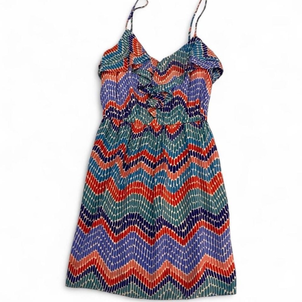 Shoshanna Vibrant Chevron Midi Dress